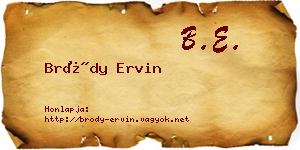 Bródy Ervin névjegykártya